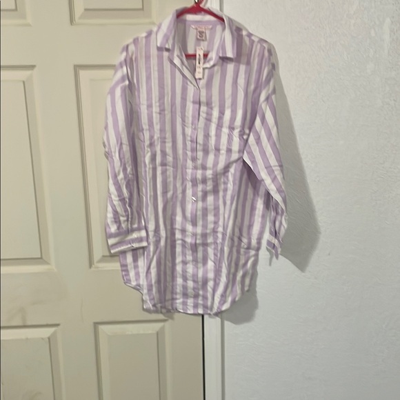 Victoria's Secret Lavender and White Striped Pajama Nightshirt - Picture 1 of 4